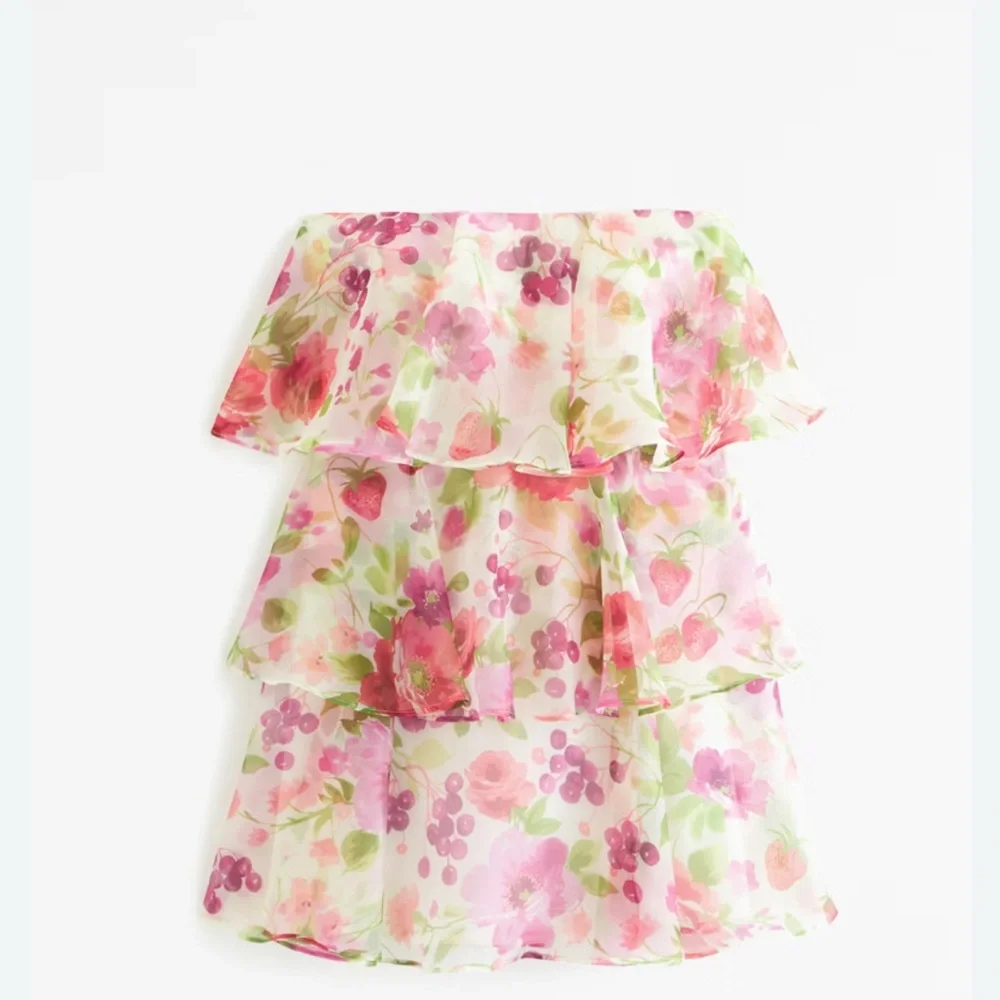 NWT Abercrombie organza tiered mini flora dress size Medium - Picture 1 of 5